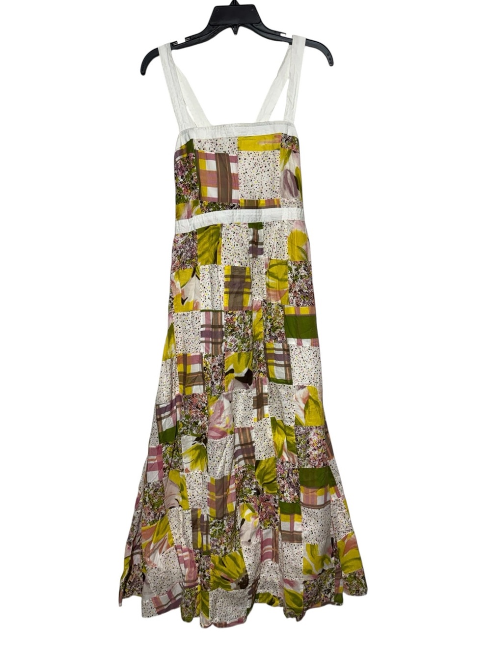 NWT Patchwork Overall Maxi Dress Size 8 Cottagecore 100% Cotton Hippie Granny